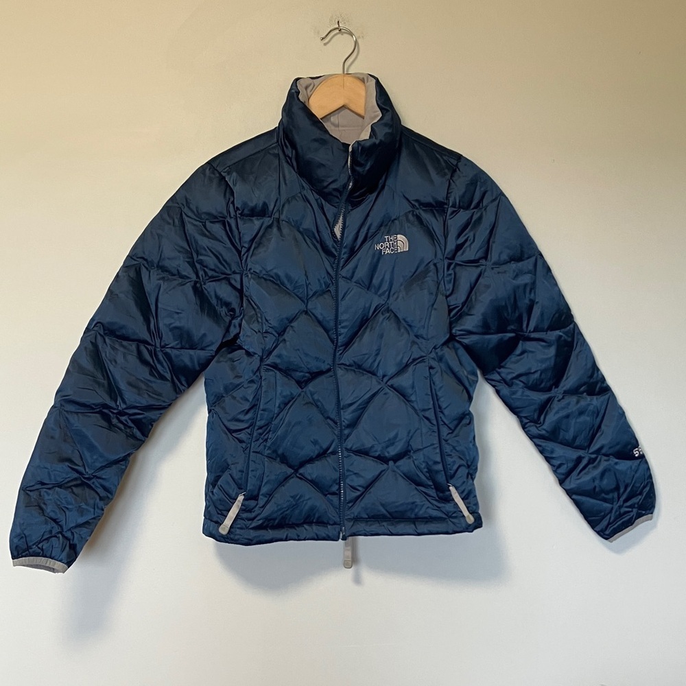 The North Face Dark Blue Quilted 550 Down Puffer Jacket